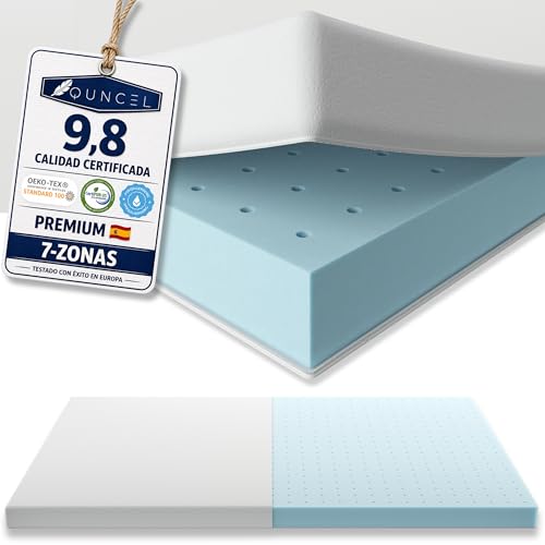 Topper Viscoelástico 150x190 Premium ViscoGel | 7 cm | Alivia Dolor de Espalda y Cervicales | Descanso Profundo | Mattress Topper Colchon | Toper Colchon 150x190