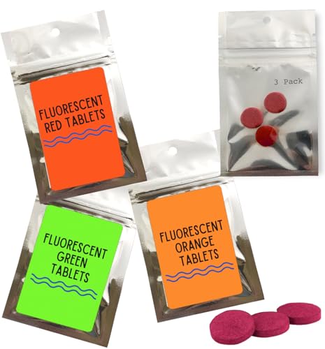 Multi Colored Fluorescent Dye Tablets Water Tracing 3 Pack Green/Red/Orange Bright Visual