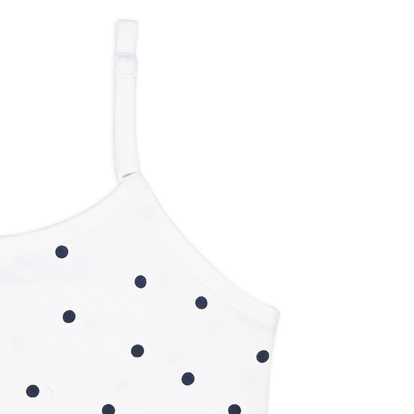 YouGotPlanB Inner Camisoles for Girls | Basic Colors | Regular Fit | 100% Cotton | Soft & Stretchy | Adjustable Straps | WhitePolka-WHT | 4-6 Years 1