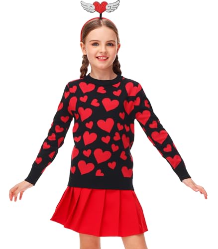 Image of Remimi Kids Valentines Print Sweater Boys Girls Mardi Gras Long Sleeve Sweatshirt 5-14 Years