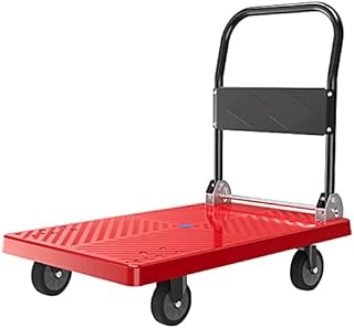Platform Hand Truck Foldable Hand Truck Multi-Size Plastic Platform Push Cart Flatbed Trolley with 4 Wheels for Luggage Parcel Moving Transport Heavy Duty Luggage Cart (Size : Small-ultrasilent)