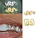 AISGRIL 4PCS Grillz Rap Accessory 18K Gold Plated Copper Hip-Hop Inlaid With Shiny Zircon Teeth Grillz Grills Personality Daily Wear And Halloween Suitable Unisex