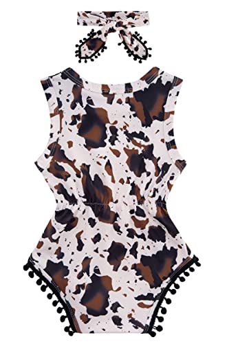Baby Girl Clothes 0-24 Months Floral Sleeveless Newborn Romper Jumpsuit Outfit Set with Headband2