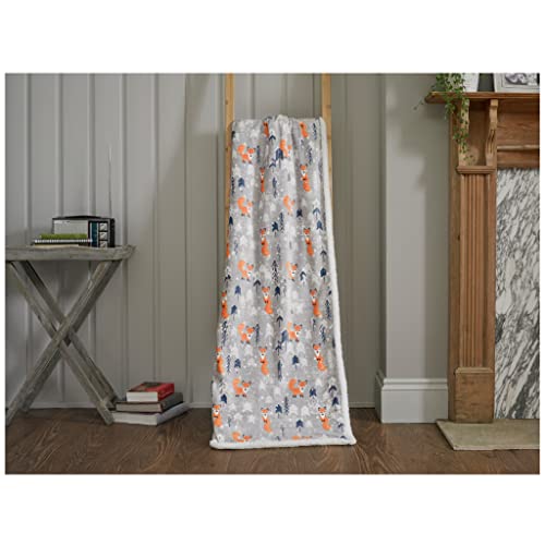 Sherpa Reverse Foxton Multicoloured Ultra Plush Printed Throw - 125cm x 150cm
