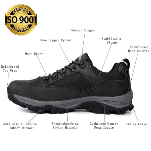 Image of CC-Los Men's Waterproof Work & Hiking Shoes - Soft Toe Slip-Resistant with Cushioned Midsole Size 7-13.5