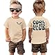 Big Brother Shirt Cool Big Bro Club T-Shirt Jungen Geschwister Tshirt mit Aufdruck Baby Kleidung Großer Bruder T-Shirts Sommer Kurzarm Tops Baumwolle Hemd(Aprikose,2-3Jahre)