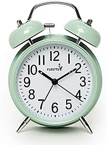 FLOITTUY {Loud Alarm for Deep Sleepers} 4'' Twin Bell Alarm Clock with Backlight for Bedroom and Home Decoration(Green)