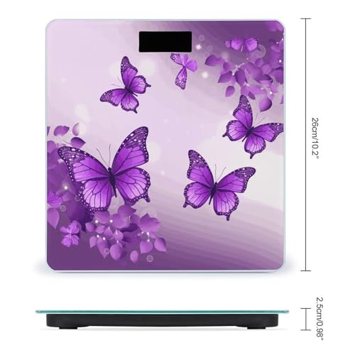 Báscula digital morada con pantalla LCD y vidrio templado miniatura 2