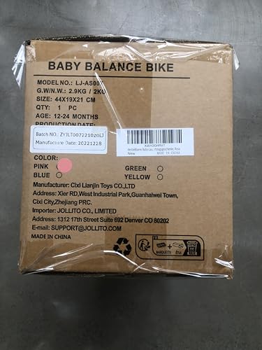 Jollito LJ-AS007 Baby Balance Bike, Adjustable Toddler Bicycle 12-24 Months thumb #7