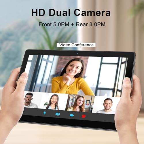 Image of 10 Inch Tablet, Android Tablet with 64GB Storage, 6000mAh Battery, HD IPS Display, Dual Camera, WiFi, Bluetooth, GMS Certified, Black