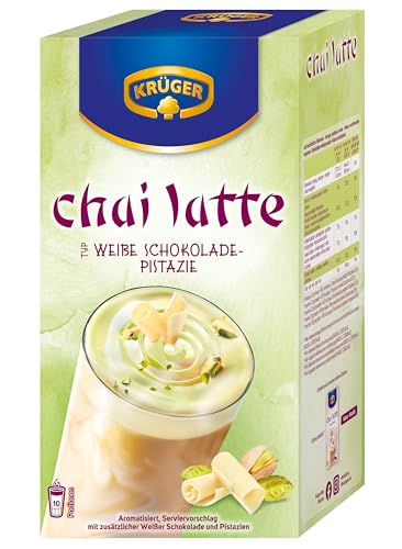 KRÜGER Chai Latte Weiße Schokolade & Pistazie, Instant-Pulver für Teegetränk, 250g (10x 25g Sachets)