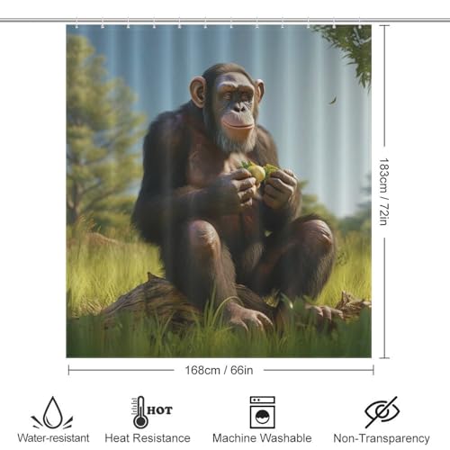 Rideau de douche singe imperméable anti-éclaboussures en polyester lavable pour baignoire