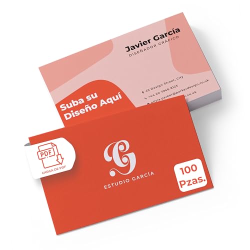 Cimpress Tarjetas de Visita Personalizadas, Impresión con Logo Foto o Texto, Pack de 100, Papel 300g m² Acabado Mate, Tamaño 85x55 mm, Impresión a Doble Cara, Para Empresas y Eventos