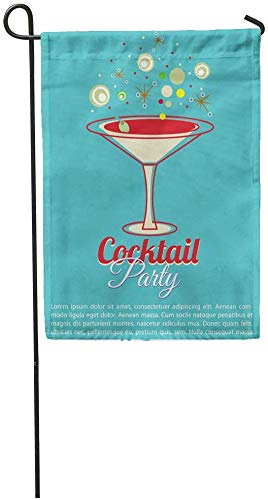 Garden Flags Funny Flag Seasonal Flag 12x18 Inches Colorful Hour Vintage Cocktail Party Pink Happy Martini Drink Retro Outdoor Seasonal