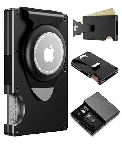 furid Air Tag Wallet Men Slim: Wallet with Air Tag Holder - Air Tag Wallet for Men, Metal Wallet with 2 Money Clip Replaceable Gift Boxed Set2