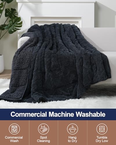 Super Fuzzy Soft Sherpa Fleece Weighted Blanket, 15 lbs Dual Sided Fluffy Heavy Weighted Blankets for Adults - No Bunching with Double Layers of Soft Inner Lining (60"x 80", 15 Pounds)