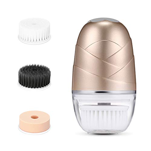 Lifelong LLM720 Rechargeable Face Cleaning Massager with 3 in-1 Detachable Heads, 2 360 Speed Rotations, IP7X Waterproof for Facial Use (1 Year Warranty, Golden)