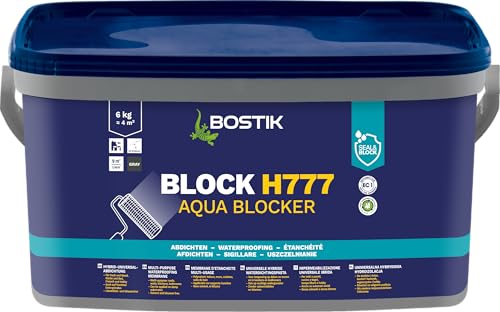 BOSTIK Block H777 Aqua Blocker 6kg – Universalabdichtung und Feuchtigkeitssperre, Optimal geeignet für die Innen- und Außenanwendung, Lösemittel- und Bitumenfrei, Dichtet sofort, Grau