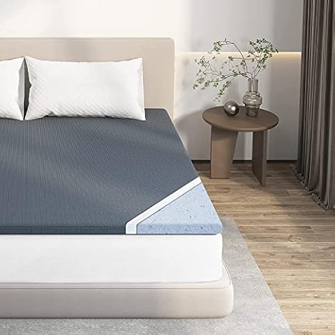 Avenco Memory Foam Mattress Topper Queen, 2 Inch Cooling Mattress Topper Queen, Plush, Grey Cover