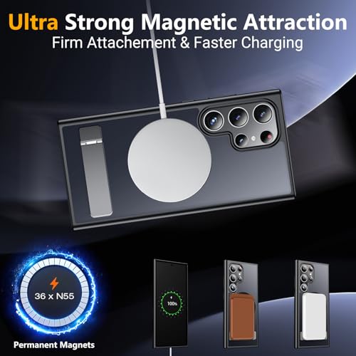 Image of SPIDERCASE Magnetic for Samsung Galaxy S24 Ultra Case, [3 Stand Ways][ Military Grade Drop Protection] with Invisible Stand Shockproof Slim Case for S24 Ultra 5G,Black