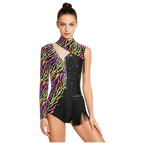 Justaucorps danse latine femme robe de ballet strass noire