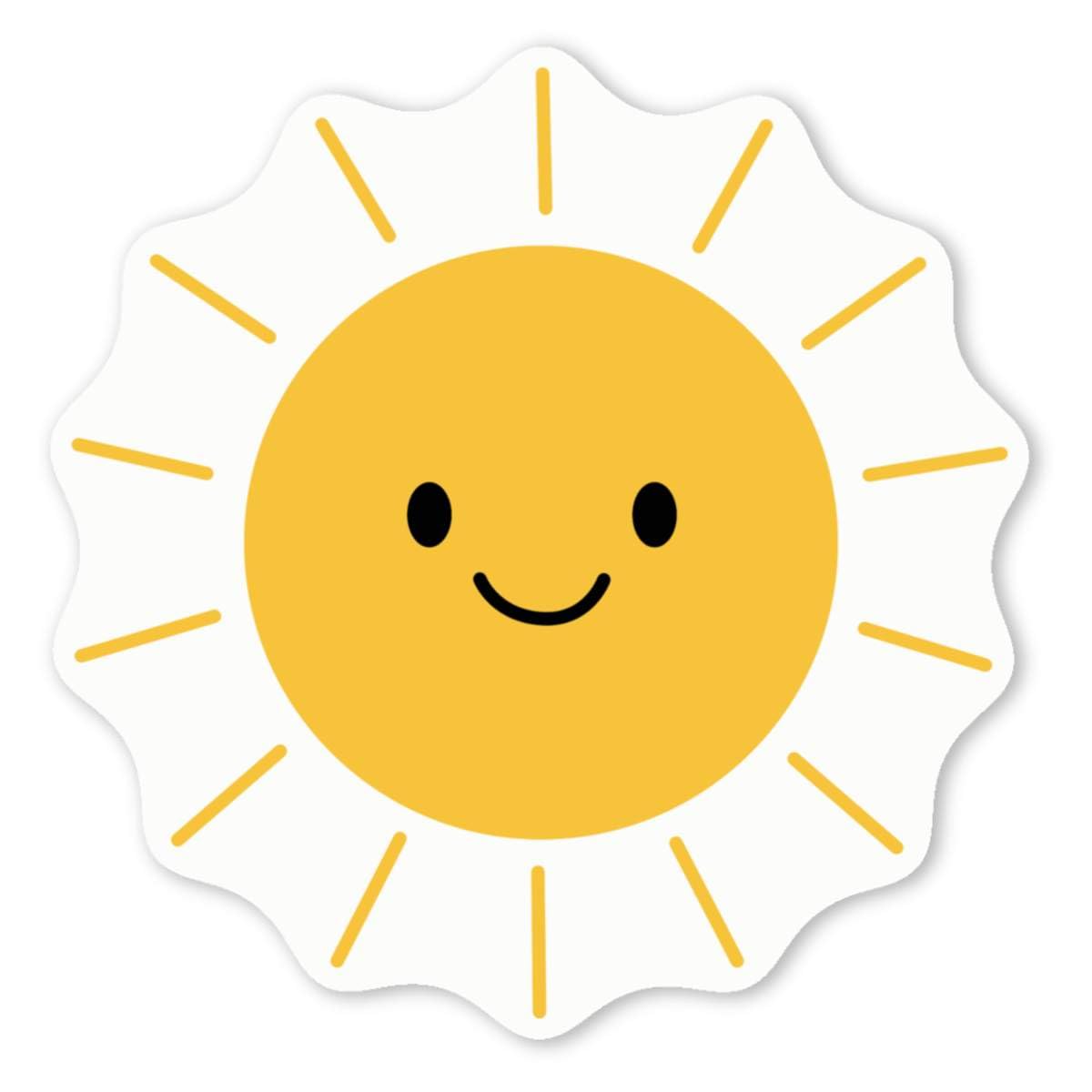 Azeeda 4 x 'Happy Sunshine' White Premium Vinyl Decal Stickers – Waterproof, Durable & Easy to Apply - for Car Bumpers, Windows, Bins & More - Small (50mm) (DW00138612)