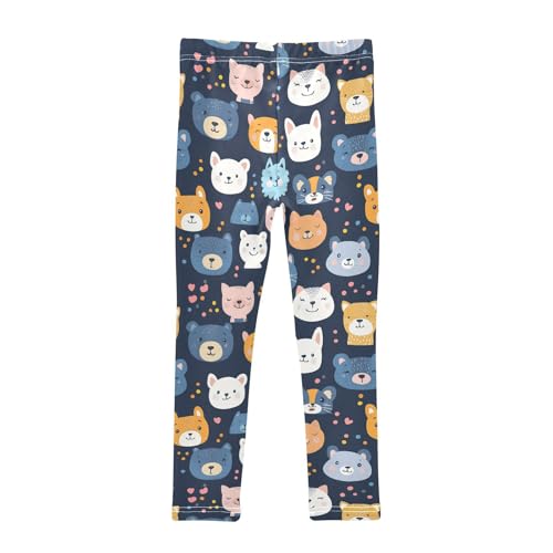 Cute Animal Face Girls Casual Leggings for Kids Printed Long Pant Bottoms Stretch and Soft2