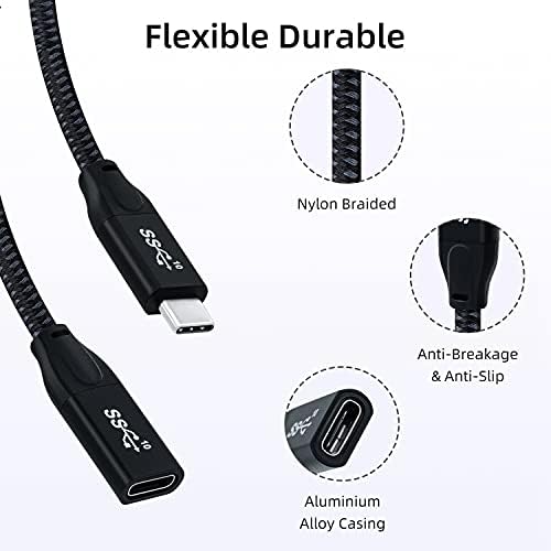 Mcbazel USB Type-C Extension Cable Type C Male to Female 3.1 10Gbps Fast Charge Audio Data Transfer Extender Cable Compatible with NS-Switch/O-culus Quest/Laptop -1.96FT