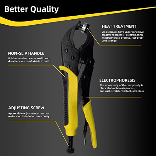 Heavy Duty Snap Fastener Tool Adjustable Vice Grip Snap Setter Tool Includes 20 Sets 15Mm Snaps For Boat Cover, Replacing Metal Snaps, Repairing Boat Covers, Canvas, Sewing, Tarps #TOP3