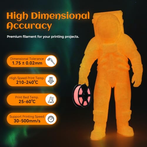Image of FLASHFORGE Glow in The Dark Rapid PLA Filament 1.75mm, High Flow Speedy 3D Printer Filament Luminous Red, Max 500mm /s High-Speed Printing, High Brightness and Long-Lasting Glowing Effect