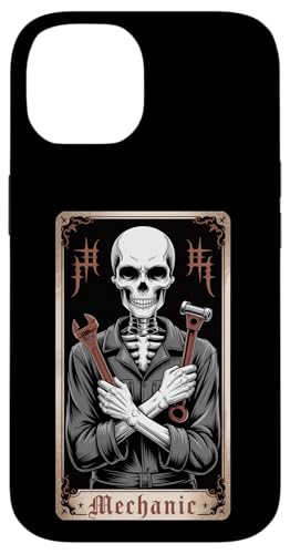 整備士 技術者 自動車修理 ゴシック タロット カードサポート スマホケース iPhone 14 用
