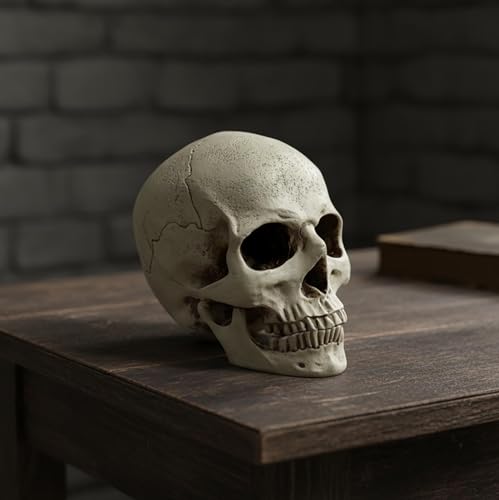 Estatua de Calavera Humana de Resina Realista 7.09 in miniatura 3