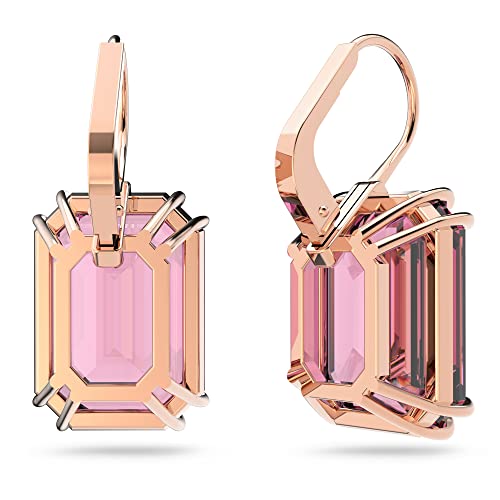 Miniatura 4 de Swarovski Pendientes Millenia, Talla Octogonal, Rosas, Baño Tono Oro Rosa
