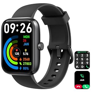 Smart Watch for Men Women with Bluetooth Call, Alexa Built-in, Heart Rate & Sleep Monitor, 1.83″ DIY Dial Fitness Watch with 100+ Sport Modes, IP68 Waterproof, Compatible with Android iOS