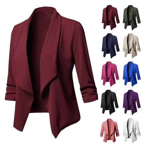Womens 3/4 Sleeve Blazer Work Casual Outfits Plus Size Lightweight Jacket Open Front Business Suit Blazers Fall 2025