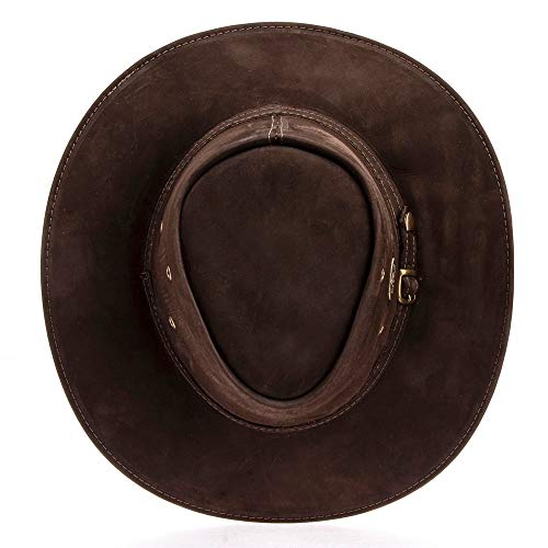 Chapéu Masculino Country Rodeio Texas Couro Legitimo (G, Café)