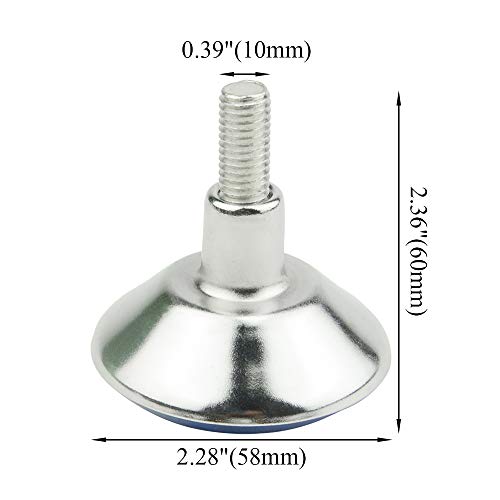 TOVOT 8 PCS 60mm Furniture Leveling Feet Table Feet Screw on Adjustable Furniture feet Levelers for Chair Cabinet Sofa (Sliver)