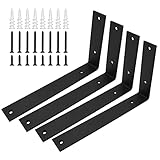 SUNMALL 10 Inch L Brackets for Shelves, Heavy Duty Black Shelf Brackets, Rustic Farmhouse Metal Iron...