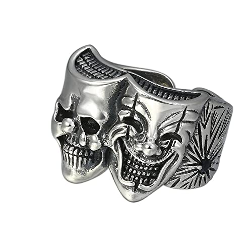 Bague crâne de clown en argent, le cadeau idéal pour un homme passionné de moto et de rock