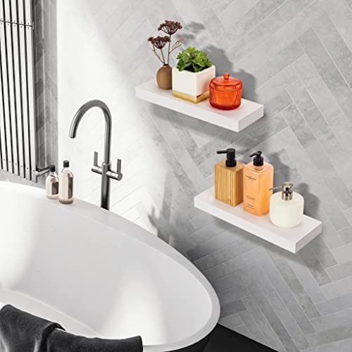 Sorbus Floating Shelf Set — Rustic Engineered Wood Hanging Rectangle Wall Shelves — Perfect For Home Décor, Trophy Display, Photo Frames, And More #TOP4