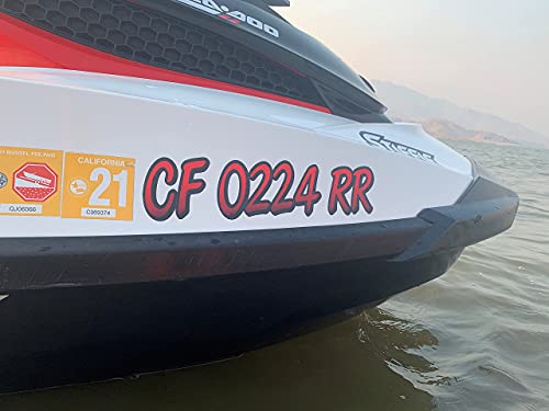 Image of STIFFIE Whipline Red /Black 3 inch Boat & PWC Registration Decals • Numbers Letters Stickers
