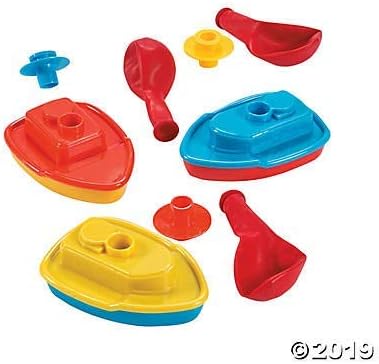 Inflatable Water Activities Racing Boat Balloon Racers Multicolored Plastic Metallic Toy Cars (6-Pack)