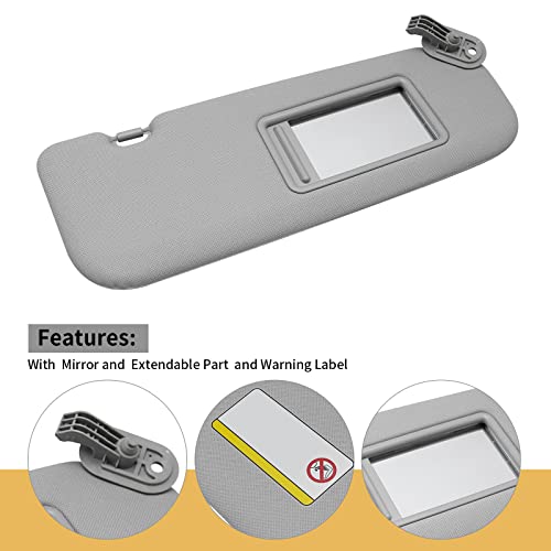 Lidscura Sun Visor Insider Passenger Right Replacement For Hyundai Elantra Md 2011-2015 Replace # 852203X000Tx(Gray) #TOP2