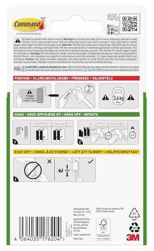 Command Appendiabiti universale in metallo, da appendere senza danni, per quadri, cornici, specchi e orologi, può contenere fino a 3,6 kg