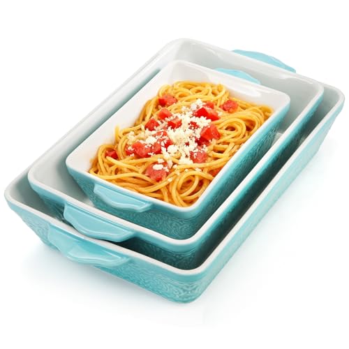 SOUJOY Turquoise Floral Ceramic Baking Dish Set