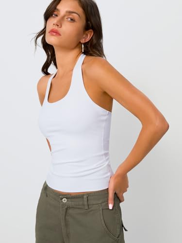 Trendy Queen Halter Tops for Women 2025 Summer Going Out Tops Backless Crop Sleeveless Workout Shirts Cute Y2k Clothes3