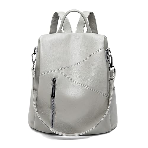 Mochila Feminina Couro Bolsa Tiracolo Grande Para Viagem Executiva Impermeável Reforçada Casual Mochila Universitaria Antifurto Estilo Minimalista (Cinzento)
