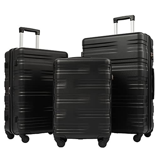 3 Piece Luggage Sets, Black As Shown, One Size