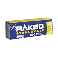 RAKSO Stahlwolle fein 000-200g, 1 Banderole, Zwischenschliff von Lack, Schellack, poliert Kupfer, Messing & Öl, Wachs auf Holz