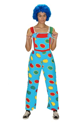 Foxxeo Blaue Clown Latzhose Clown Kostüm Zirkus Narr für Damen S - XXXL Größe:M